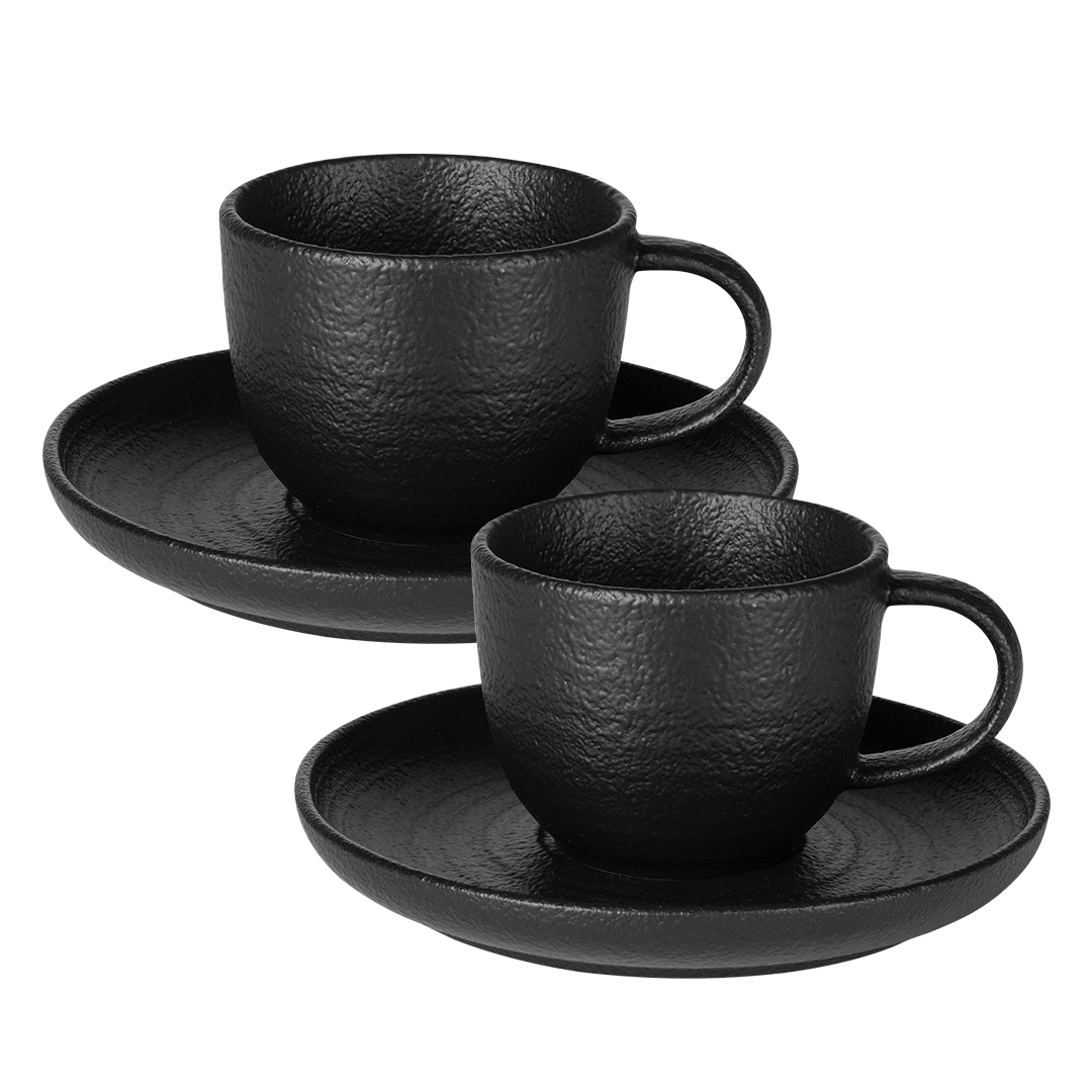 Set aus zwei Keramiktassen für Cappuccino mit Untertassen, 2 x 180 ml