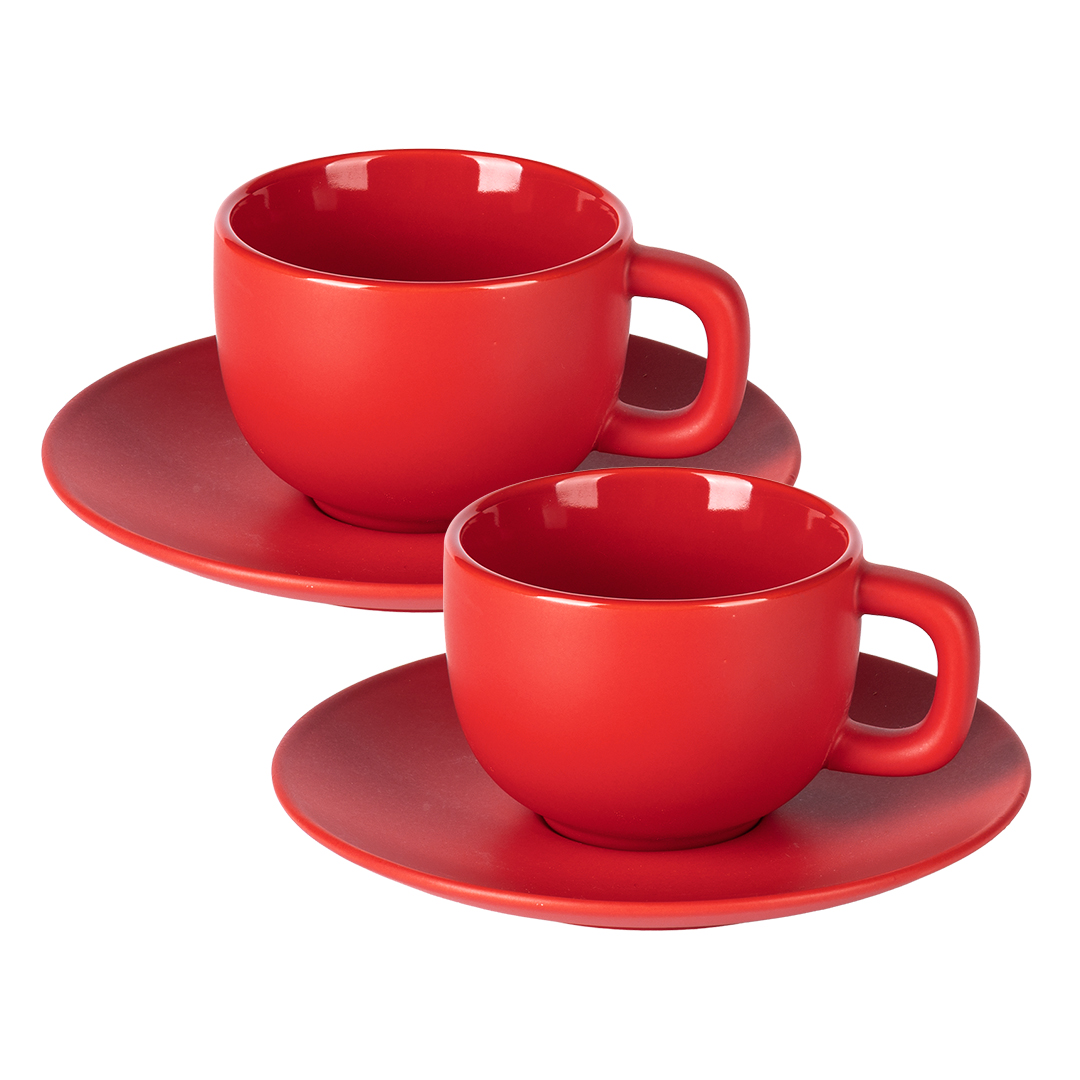 Set aus zwei Keramiktassen für Cappuccino mit Untertassen, 2 x 200 ml